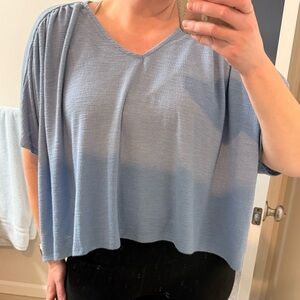 Chic Light Blue Women's Hi-Lo Blouse
